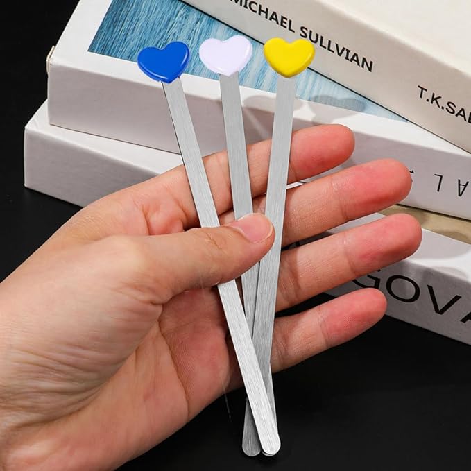 Love Heart Metal Bookmark Set - Color Stainless Steel Bookmarks, Reading Page Markers Gifts for Women, Book Lover, Girls, Boys,Couples Gifts (Love Heart B)