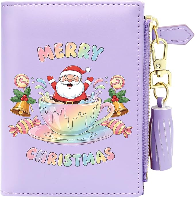 GEEAD Custom Design Small Wallets for Women Bifold Slim Coin Purse Zipper ID Card Holder for Christmas