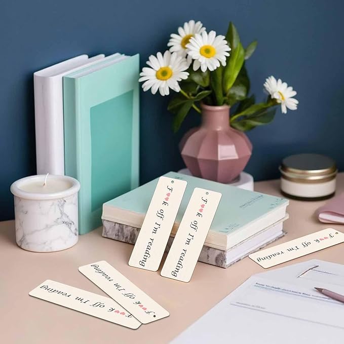 Funny Word Bookmarks Set 5 with Tassels Love Heart Wooden Bookmarks for Reading Women Men Students Teachers School Supplies