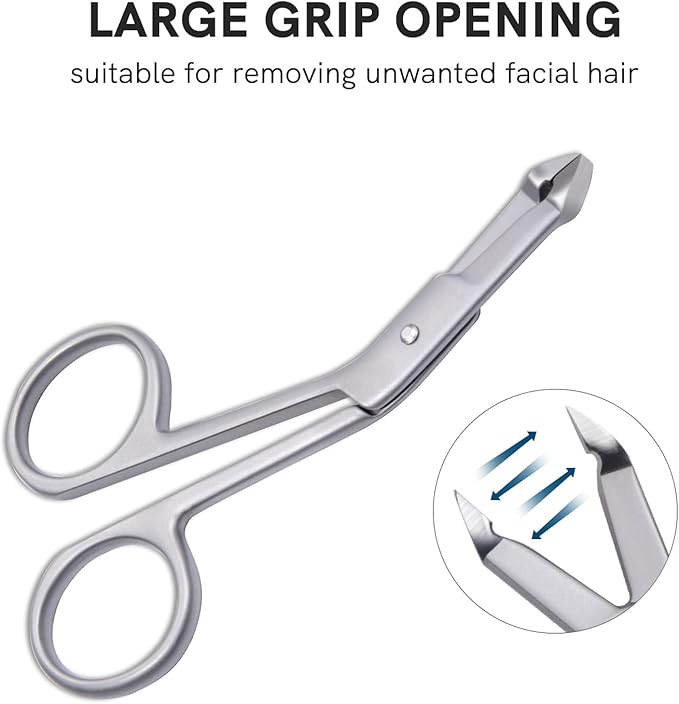 Professional Scissor Tweezers - 3Cr13 Stainless Steel Tweezers with Handles, Larger Grabbing Surface Area, Precision Eyebrow Tweezers for Women and Men Facial Hair