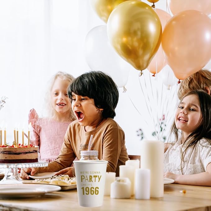 SharkBliss 1966 60th Birthday Party Cups 9oz Gold 20 Pack Disposable Cups – Party Like It's 1966