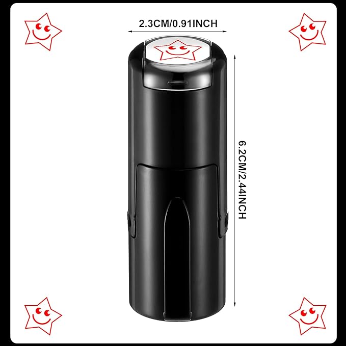 Supervitae 2 Pack Smile Star Print Stamps Red Ink Smile Star Stamper Mini Self Inking Stamps for Party Activities Craft Supplies