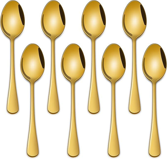 4.7 Inches Coffee Spoon,8-Piece Cute Gold Espresso Spoons,Mini Coffee Spoon,Mirror Polishing Stainless Steel Teaspoon,Tea Spoons For Home Cafe