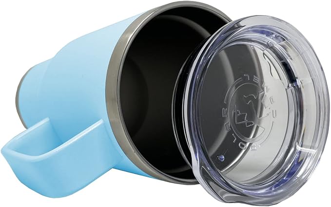 LaserGram 20oz Vacuum Insulated Travel Mug with Handle, Cup Cake, Personalized Engraving Included (Light Blue)