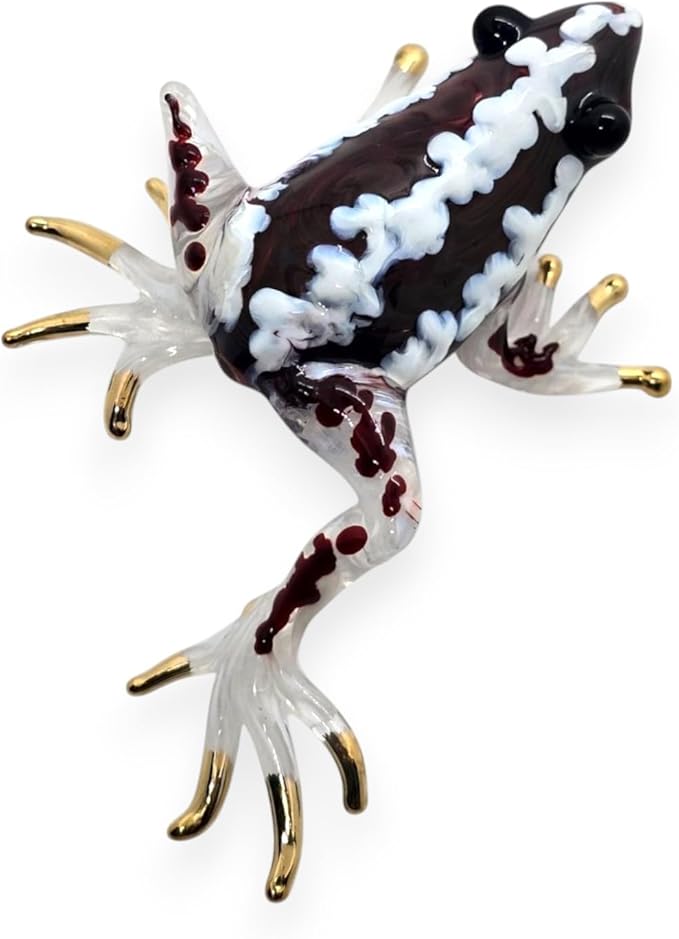 WitnyStore 5¼" Dark Red White Frog Artistic Blown Glass Figurine Premium Hand-Blown Statue Tabletop Decoration Unique Collectible for Adult Collectors Handcrafted Elegant Home Room Decor