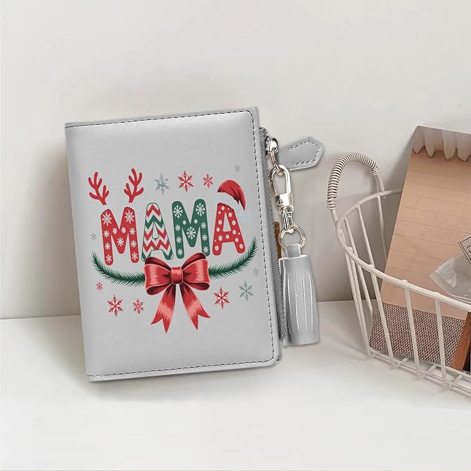 GEEAD Custom Design Small Wallets for Women Bifold Slim Coin Purse Zipper ID Card Holder for Christmas