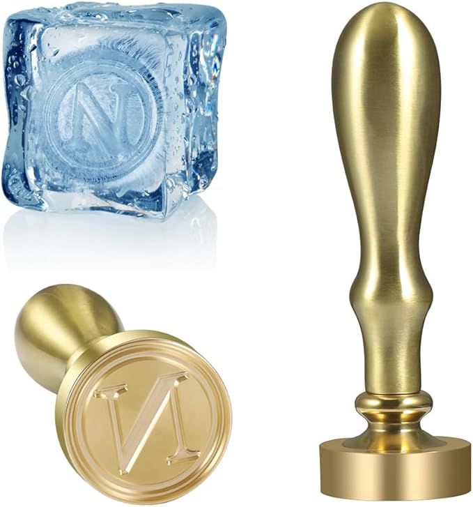 Ice Cube Stamp for Cocktails Ice Stamp Brass Head with Handle, Ice Branding Stamp for Ice Cubes Cocktail Whiskey Drinks Party Wedding Making DIY Crafting (Letter N)