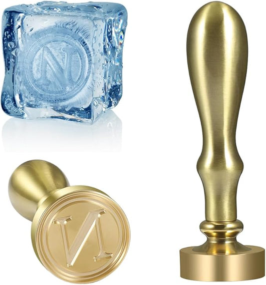 Ice Cube Stamp for Cocktails Ice Stamp Brass Head with Handle, Ice Branding Stamp for Ice Cubes Cocktail Whiskey Drinks Party Wedding Making DIY Crafting (Letter N)