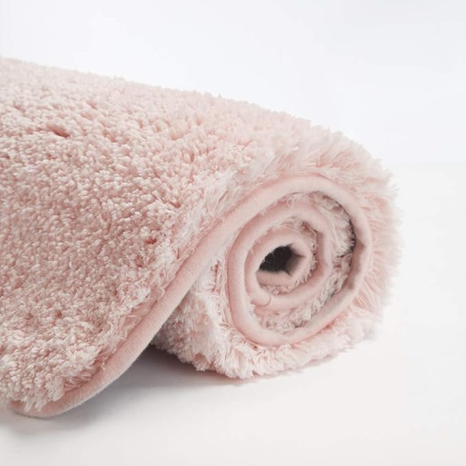 Suchtale Large Soft Bath Mat - Extra Absorbent Shaggy Microfiber Mat (24 x 40, Dusty Pink) - Machine Washable, Non Slip, Rubber Back