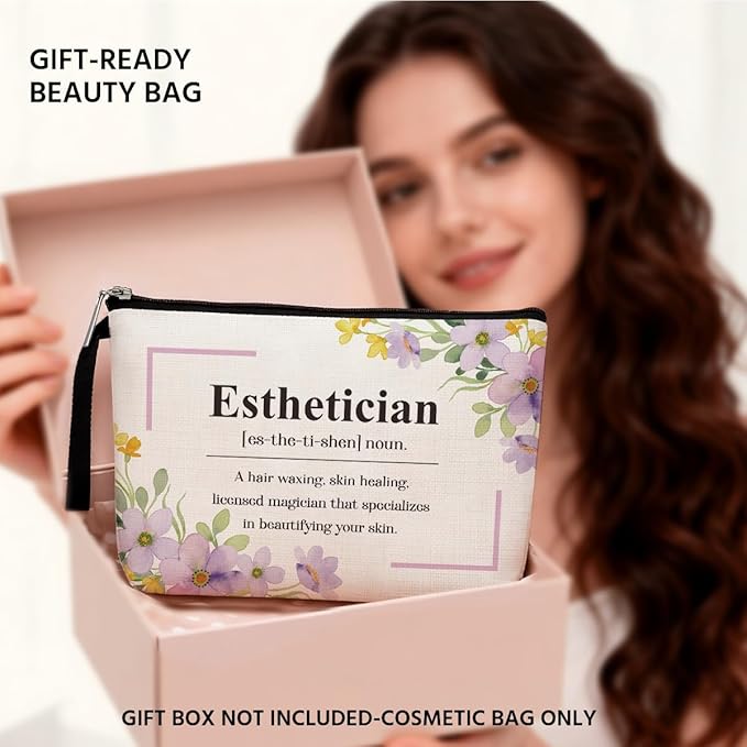Funny Esthetician Definition Makeup Bag Appreciation Gifts Cosmetic Bag for Women Beautician Salon Stylist Coworker Zipper Pouch Bag Travel Bag for Retirement Birthday Christmas Thanksgiving