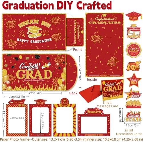 Class of 2026 Graduation Leis with Money Gift Set, 2 pcs Candy Lei Graduation Cash Holder,Personalized Graduation Gifts Money Leis with Photo Frame Congrats Grads Gift Idea for Graduate Party Supplies-Gold Red - Image 4