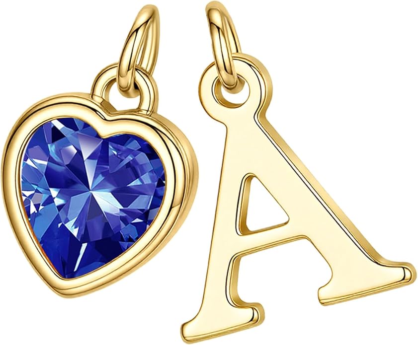 Turandoss Valentines Day Gifts for Her Trendy, Dainty 14K Gold Plated Initial A-Z Heart Birthstone Pendant Necklace Personalized Bridesmaid Birthday Valentines Jewelry Gifts for Women Girls