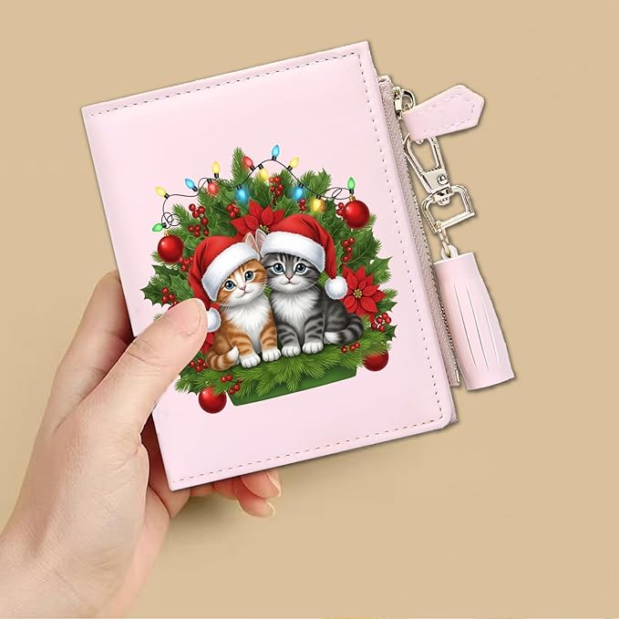 GEEAD Custom Design Small Wallets for Women Bifold Slim Coin Purse Zipper ID Card Holder for Christmas