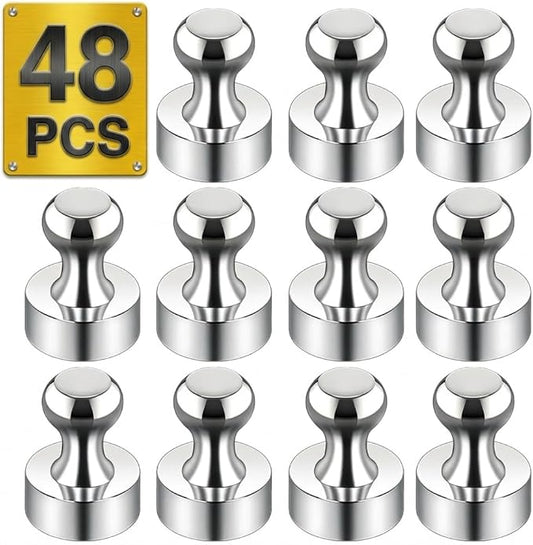 Tiergrade Metallic Magnets, Refrigerator Magnets, 48 Pack Magnetic Push Pins, Strong Fridge Magnets, Multi-use Whiteboard Magnets Perfect for Kitchen Office Classroom