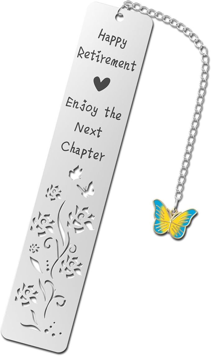 Retirement Gifts for Women, Kaluofan 2026 Teacher Retirement Gift for Women, Bookmarks for Women, Happy Retirement Enjoy The Next Chapter Bookmark with Butterfly Pendant Best Wishing Gifts
