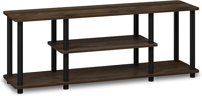 Furinno Turn-N-Tube No Tools 3D 3-Tier Entertainment TV Stand up to 50 inch TV, Round Tubes, Columbia Walnut/Black