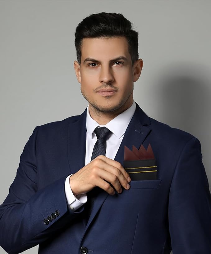 Premium Pre-Folded Four-Point Suit Pocket Square for Men with Sewn Pocket Fold
