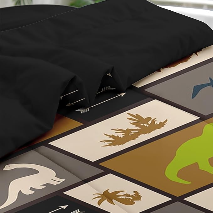 Comforter Set Twin Size, Dino Animal 5 Pcs Bedding for Kids and Adults, Cute Dinosaur Bed Sheet Sets with Fitted Sheet Pillowcase & Sham for Bedroom Bed Decor