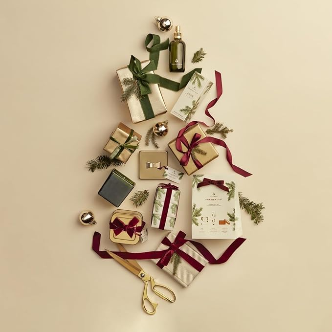 Thymes Frasier Fir Reed Diffuser Set – Includes Reeds, Fragrance Oil, and Frosted Glass Bottle – Fragrance Oil Diffuser – Room Fresheners – Luxury Home Decor – Green & Clear (Pine Needle, 4 fl oz)