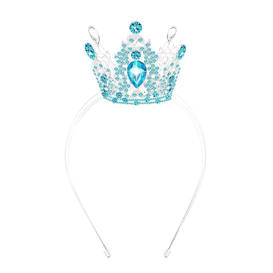 VELSCRUN Blue Crystal Tiara Headband, Crowns for Women, Princess Girls Tiaras, Royal Queen Crown Princess Quinceanera Headpieces for Birthday Prom Bride Wedding Pageant Party Hair Band