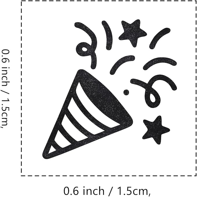 Party Rubber Stamp, 3/5 Inch Small Mini Stamp for Scrapbooking Card Making Planner