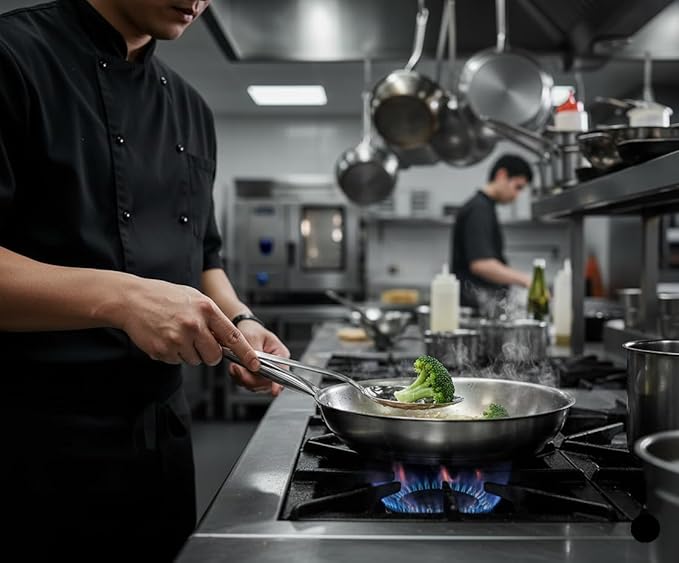 Chef Kunz Slotted Spoon | 18/10 Stainless Steel Serving Sauce Spoon | 9 Inches Plating Daily Chef Cooking Spoons (Slotted)