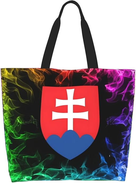 National Emblem of Slovakia Large Reusable Eco-friendly Shopping Bags Portable Storage Handbag