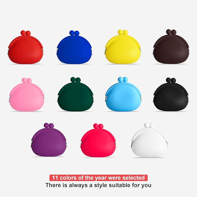 Coin Purse for Women – Silicone Small Coin Pouch with Kiss Lock for Coins, Keys, Lipstick, and Earphones – Mini Cute Change Purse, Coin Purse & Pouch for Daily Life, Cars, Travel, Party (Red)