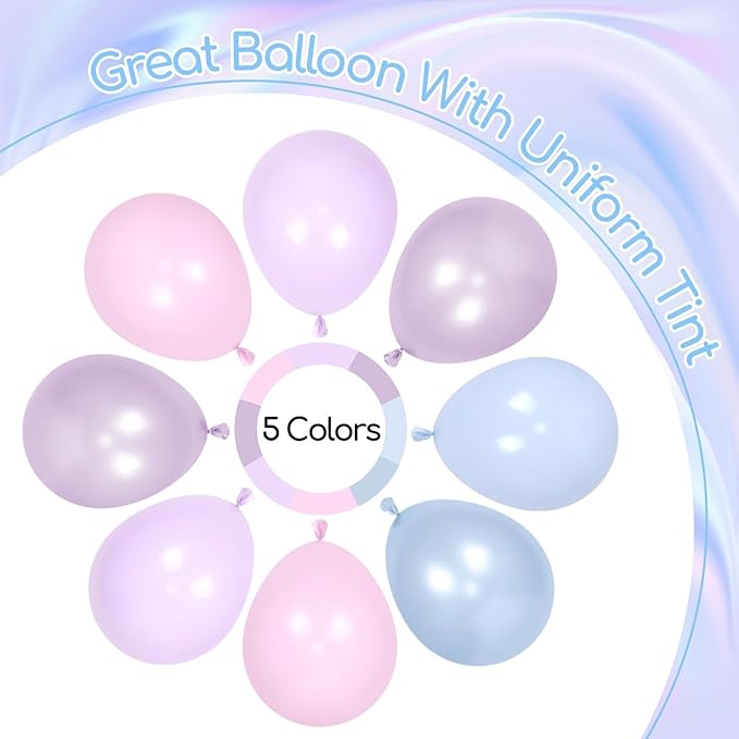 60pcs Pearl Pink and Blue Purple Balloons 12inch, Frozen Mermaid Balloons with Pastel Balloon for Mermaid Snowflake Baby Shower Birthday Party Decorations