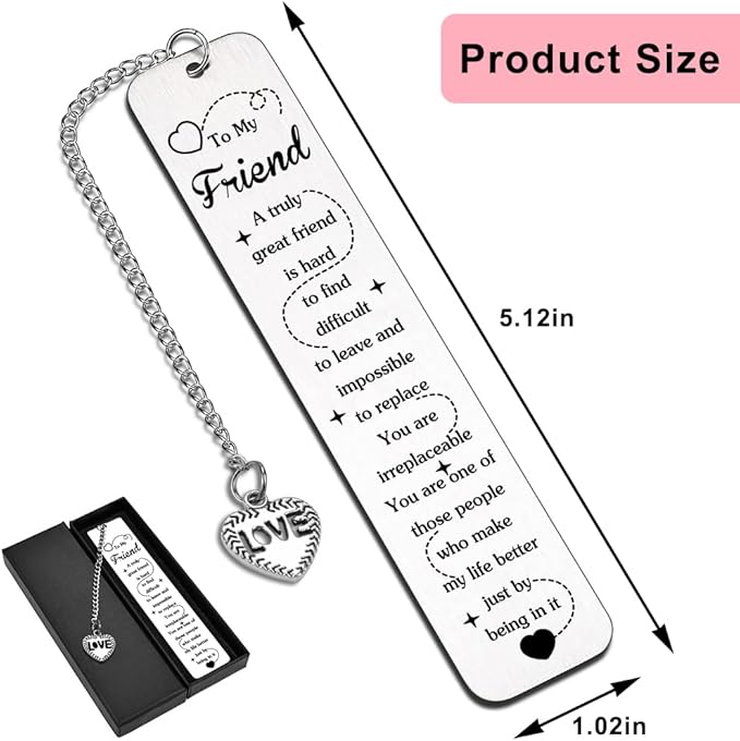 Quimoy Friend Bookmark for Women, Book Lovers Gifts, Friendship Gift for Woman，Best Friend Birthday Gifts for Women Friendship, Book Marks for Reading Friends Besties