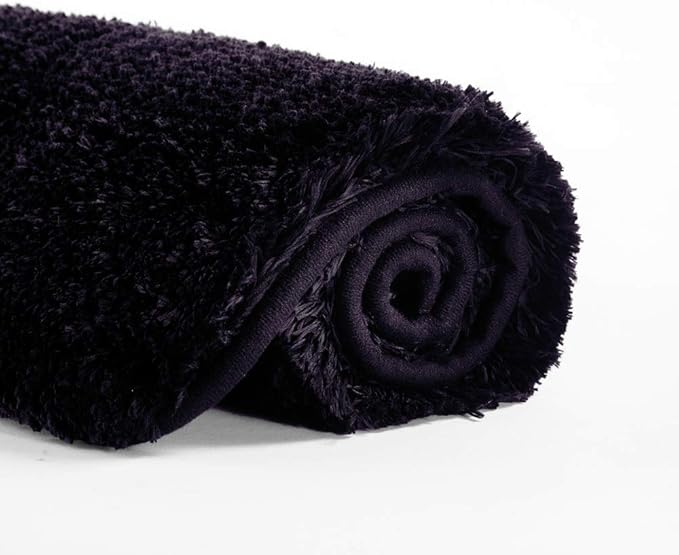 Suchtale High Pile Bath Mat, 16'' x 24'', Dark Purple, Non Slip, Machine Washable, Absorbent, Soft Microfiber, Bathroom Rug