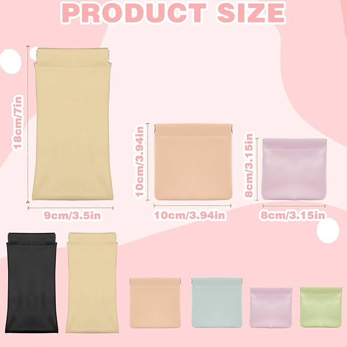 6Pcs Small Makeup Bag Cosmetic Pouch, 3size Mini Makeup Pouch Portable Purse Pouches, Self-closing Pouches Waterproof Cosmetic Bag for Cosmetics Jewelry Headphones (6 Colors)
