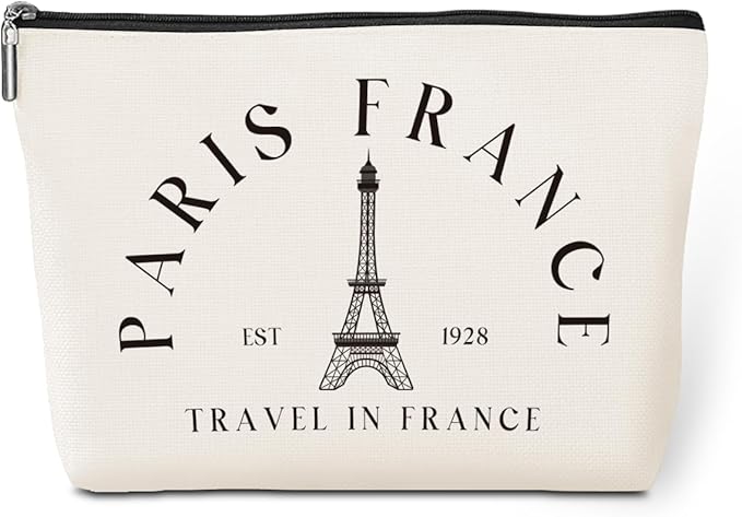 Parisian Makeup Bag Paris Gifts for Paris Lover Travel in France Cosmetic Bag France City Toiletry Bag French Souvenirs for Christmas Birthday Gift for Women Friends Sisters Girls Trip Gifts Favors