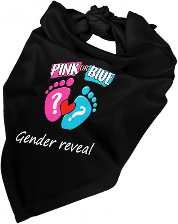 He Or She What Will It Be? Gender Reveal/Baby Announcement Dog Bandana,Pet Neckerchief for Pets Daily Wear Photo Prop Party Supplies (Black -01)