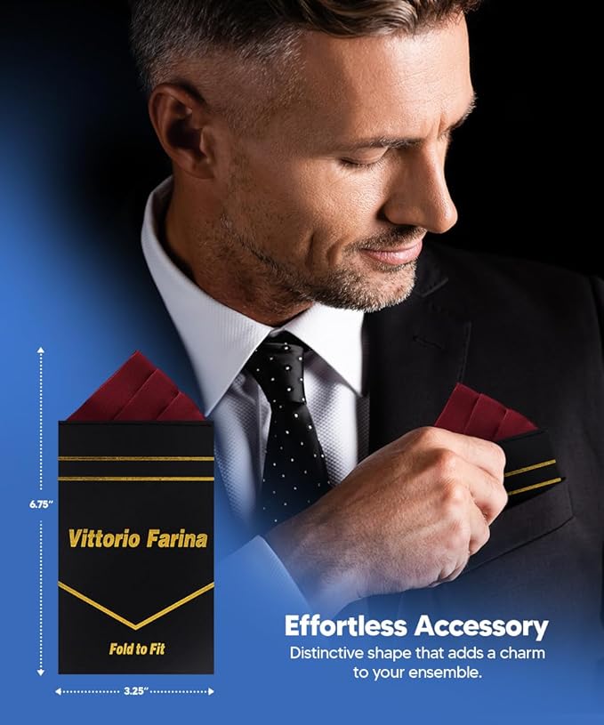 Premium Pre-Folded Four-Point Suit Pocket Square for Men with Sewn Pocket Fold