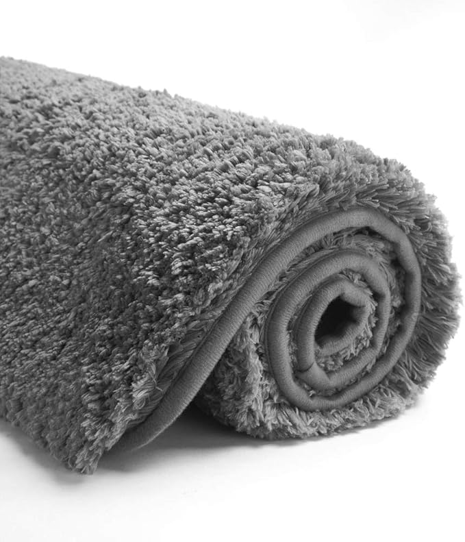 Suchtale Non Slip Bath Mat (20 x 32, Dark Grey) Water Absorbent Soft Microfiber Shaggy Bathroom Rug Machine Washable Thick Plush Shower Mat