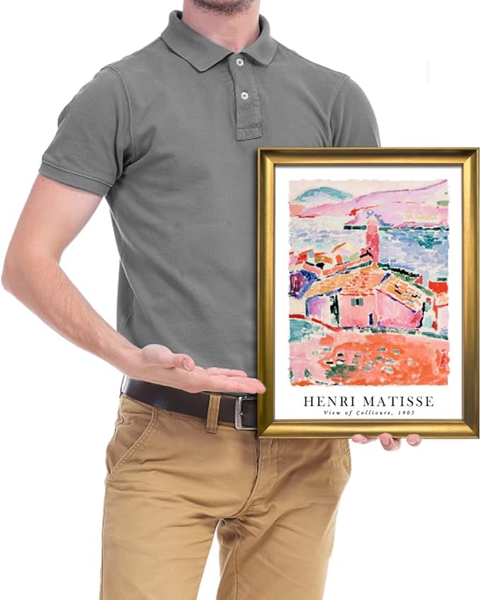 Wieco Art Framed Wall Art View of Collioure 1905 by Henri Mattise Abstract Colorful Art Matisse Posters Canvas Prints for Wall and Home Office Decorations Bronze Gold Frame