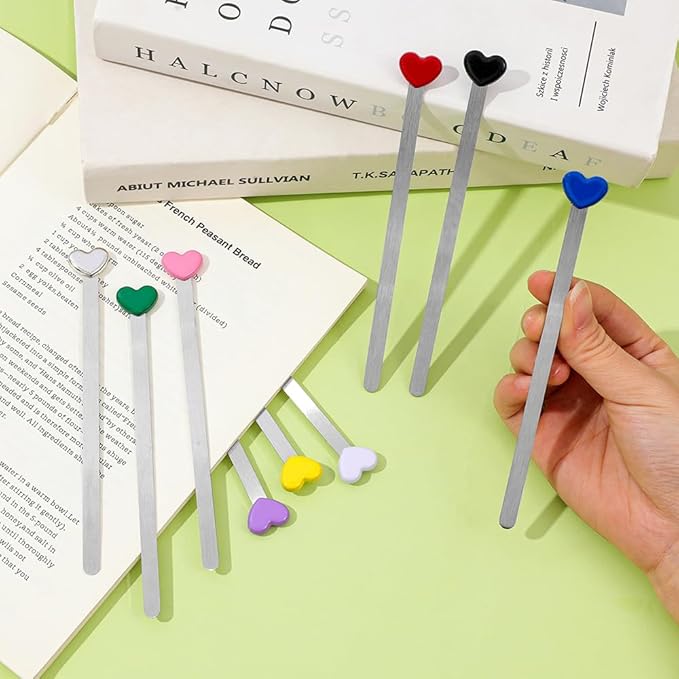 Love Heart Metal Bookmark Set - Color Stainless Steel Bookmarks, Reading Page Markers Gifts for Women, Book Lover, Girls, Boys,Couples Gifts (Love Heart 9PC)