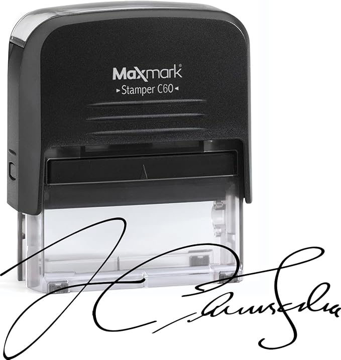 MaxMark Customized Signature Stamp - XX-Large Size -Self-Inking Stamp Customized with Your Signature - Choose from 15 Ink Colors