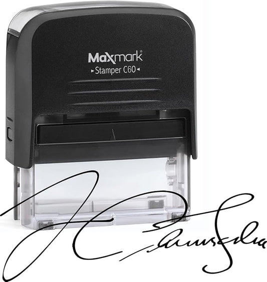 MaxMark Customized Signature Stamp - XX-Large Size -Self-Inking Stamp Customized with Your Signature - Choose from 15 Ink Colors