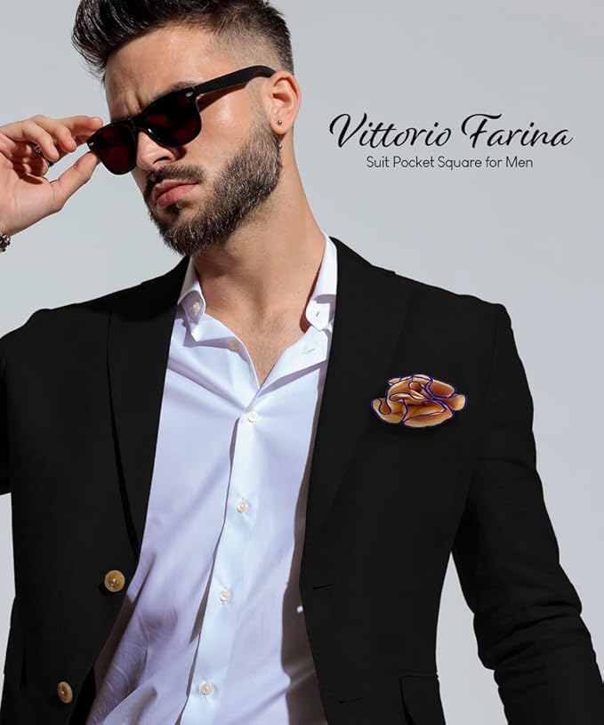 Premium Pre-Folded Four-Point Suit Pocket Square for Men with Sewn Pocket Fold