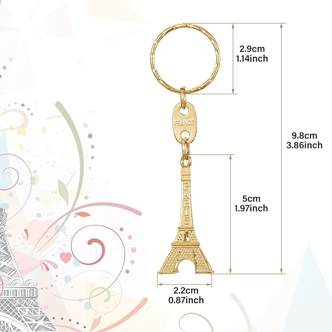 Junkin 30 Pieces Eiffel Tower Keychain Retro Decorations Purse Charms Statue Model Prom Keychain French Souvenirs