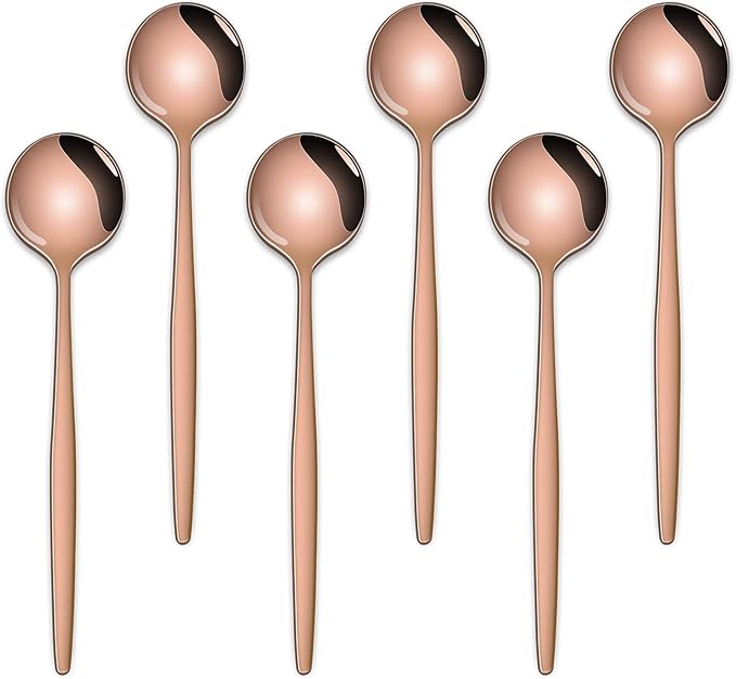 5.1Inch Stainless Steel Coffee & Tea Spoons Set,Rose Gold Teaspoon,Small Spoons For Dessert or Tea,Espresso Spoon For Cafe