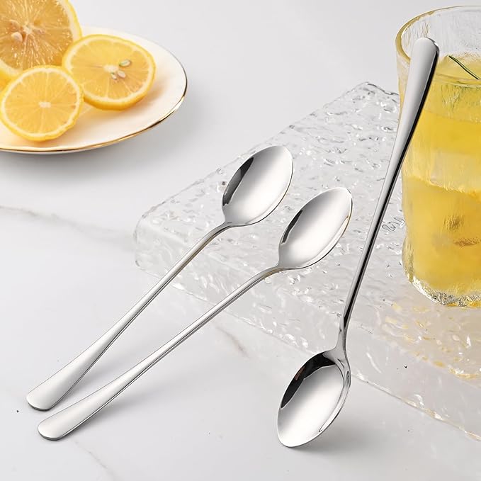 7.5 Inches Stainless Steel Iced Tea Spoons,Set Of 8 Long Stirring Spoons For Coffee,Cocktail,Ice Cream,Long Handle Iced Teaspoons,Latte Spoons For Mixing