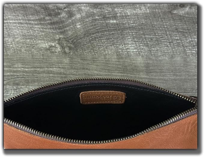 Leather Pouch with Zipper (Pecan Veg-Tan, Small 7.75" x 5")