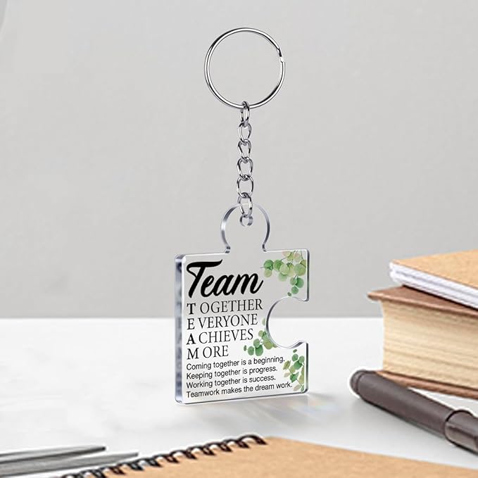 Team Appreciation Gifts for Employee Coworker Staff Bulk, Teamwork Thank You Gift Set Puzzle Piece Acrylic Keychains