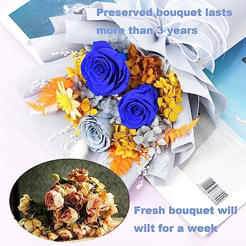 lovenfold Flowers for Delivery Prime,Preserved Flowers Bouquets,Blue Rose Bouquets That Last 1-3 Years,Birthday Flowers Gifts for Women Mom Grandma Wife Friends - Image 3