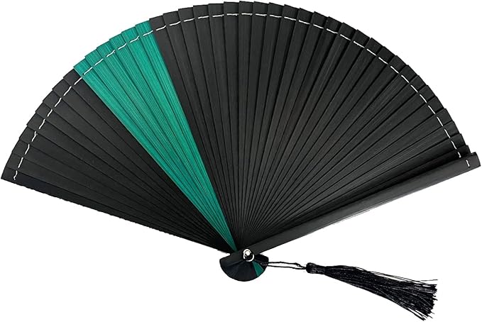 Hand Fan for Vintage Japanese Bamboo Silk Elegant for Dance Music Festival Wedding Church Decoration Party (Multicoloured, Medium)