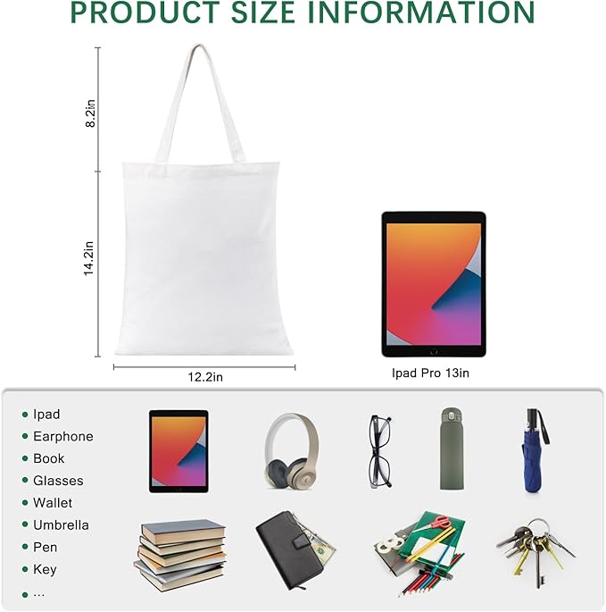 OKBA 10 pcs Sublimation Tote Bags,polyester tote bags for sublimation,DIY customization blank canvas tote bags12.2 * 14.2 in