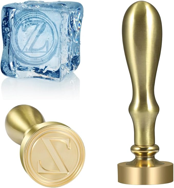 Ice Cube Stamp for Cocktails Ice Stamp Brass Head with Handle, Ice Branding Stamp for Ice Cubes Cocktail Whiskey Drinks Party Wedding Making DIY Crafting (Letter Z)